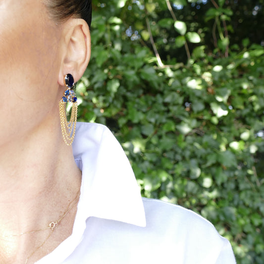 Ohrringe Agatha Ohrstecker Vergoldtem Mit Royal Blau Kristall