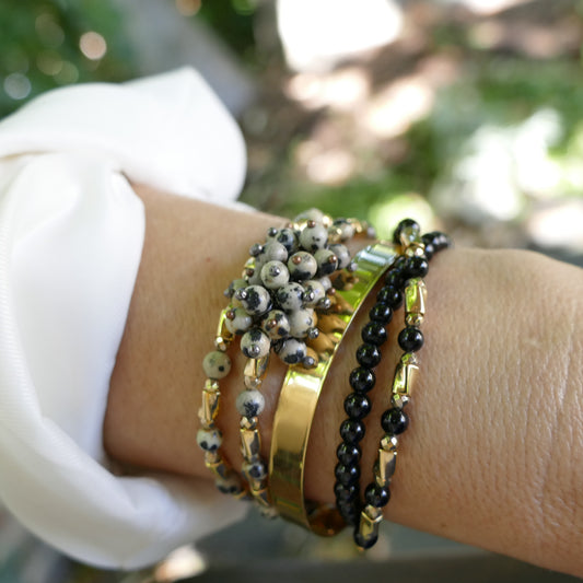 Lana Wickelarmband aus Vergoldetem mit Onyx Stein