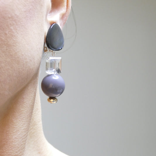 Bettina Ohrringe Ohrclips Mit Perlmutt und Kristall