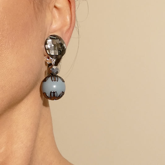 Ohrschmuck Clips Ama in Blau & Grau Farbe