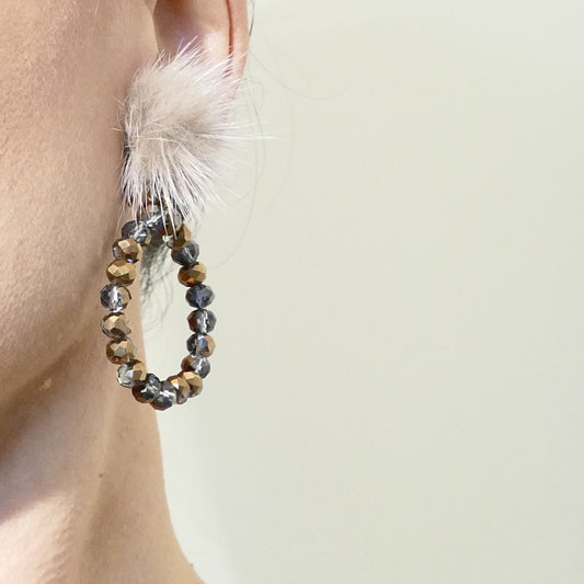 Modeschmuck Ohrclips Creolen Fell Bommel