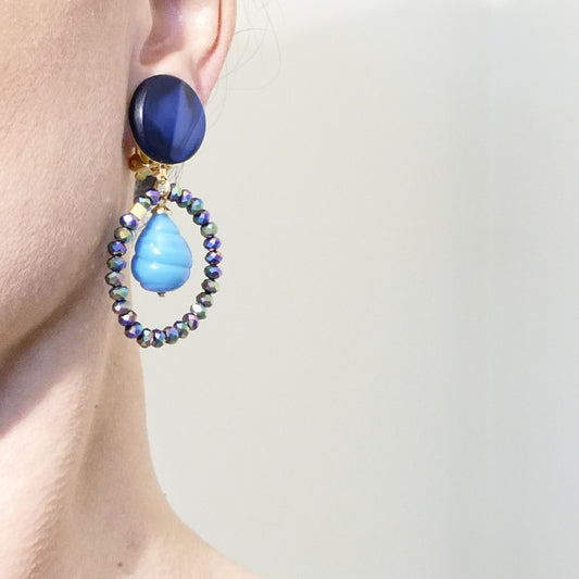 Bianca Ohrringe Ohrclips In Blau Glasperlen