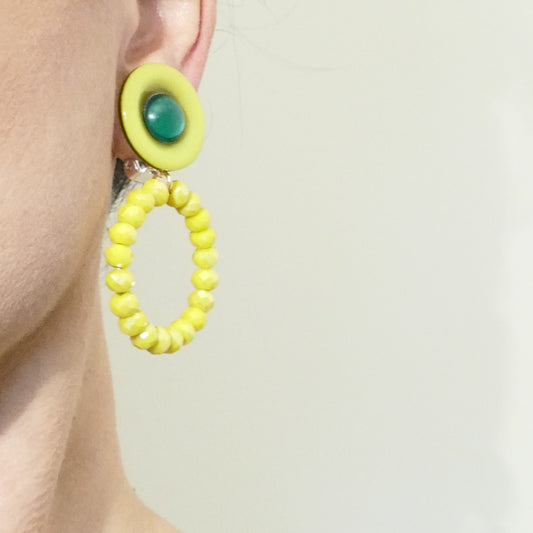 Carla Ohrringe Ohrclips Creole Mit Gelb Perle