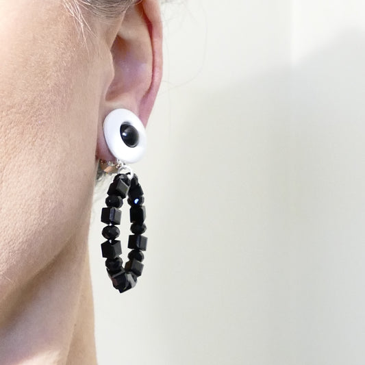 LeilaOhrringe Ohrclips Schwarz Creolen