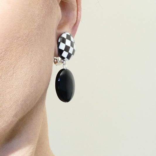 Meluca Ohrringe Ohrclips Mit Schwarz Onyx