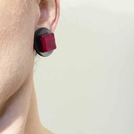 Ohrclips Diamantina Rot Mit Grau Perlmutt