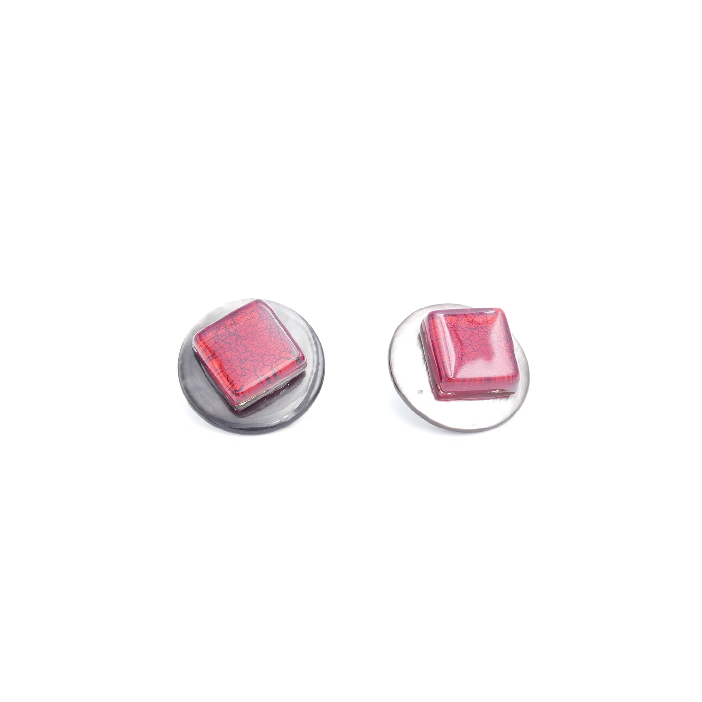 Ohrclips Diamantina Rot Mit Grau Perlmutt