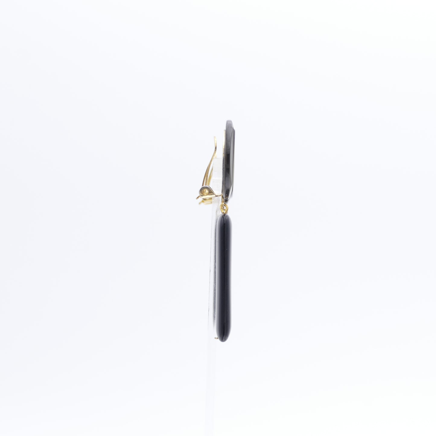 Ohrringe Ohrclips Perlmutt In Grau Farbe Mit Schwarz Onyx Stein