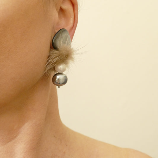 Mimosa Ohrringe Ohrclips Perle