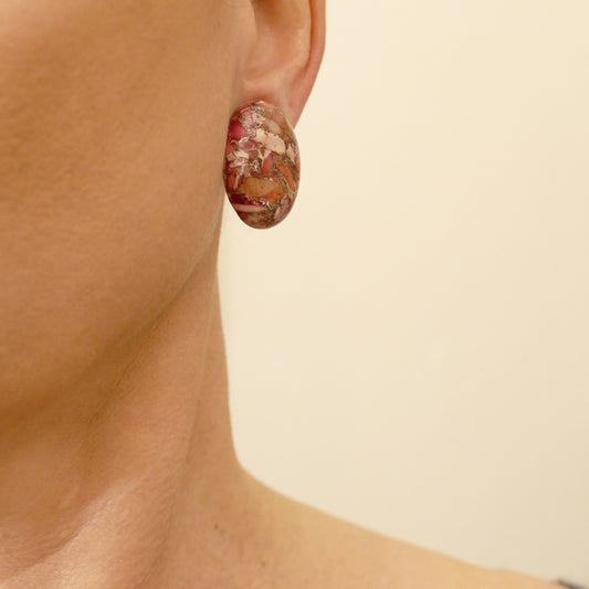 Ohrringe Ohrclips Jaspis Stein Rosa Gold