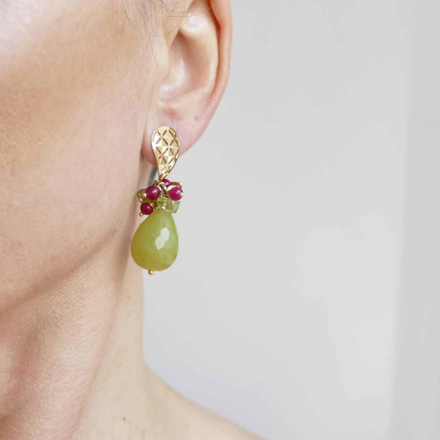Apfel Grüne Jade Ohrringe
