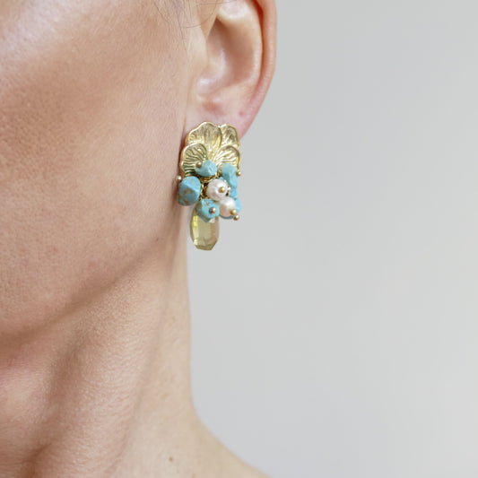 Flower Gold Ohrringe Citrus Amethyst