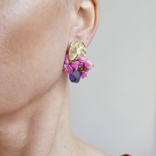 Flower Gold Ohrringe Amethyst