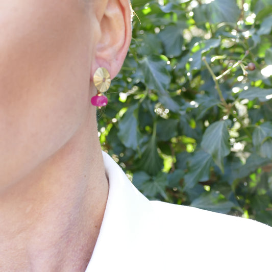 Gold Sol Ohrringe Pink Jade