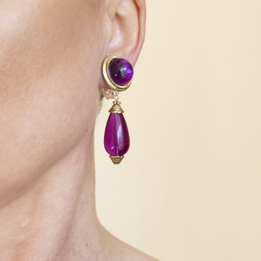 Julia Ohrringe Ohrclips Pink Tropfenform