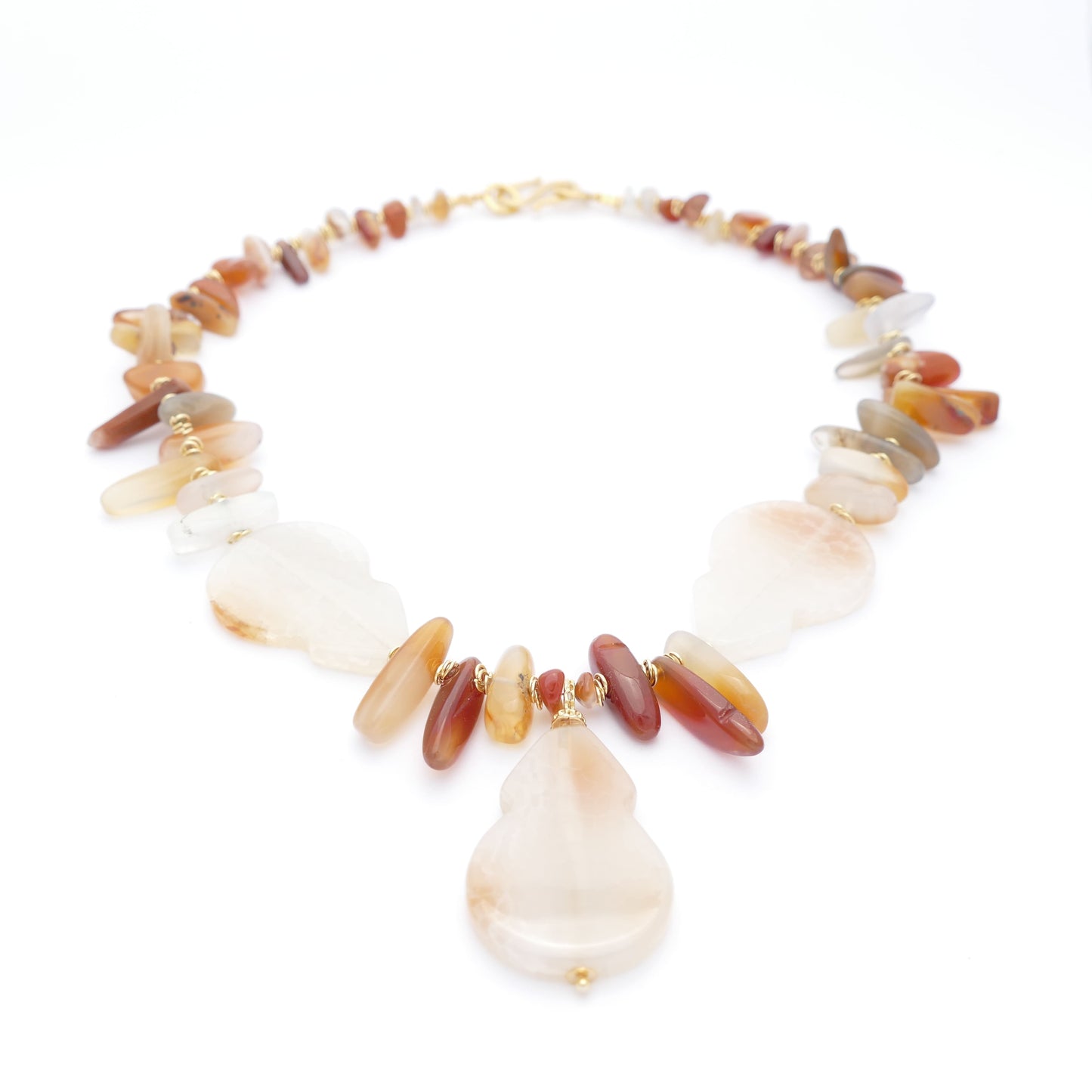 Danndara Achat Kette Edelsteine Collier Mit Goldenen Perlen