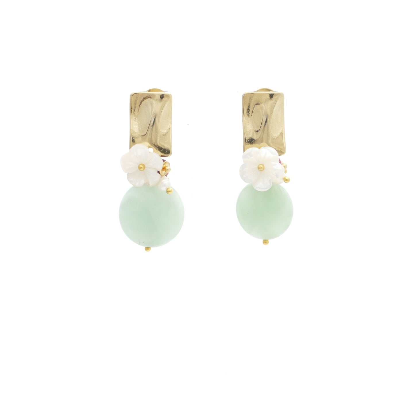 Angeline Ohrringe Gold Mit Perlmutt Blume