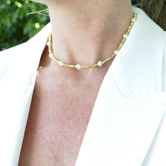 Perloka Kette Gold Mit Süßwasserperlen