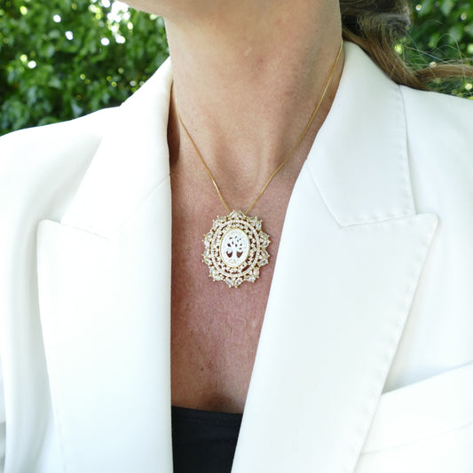 Vida Kette aus Gold Vergodetem Mit Zirkonia Und Perlmutt