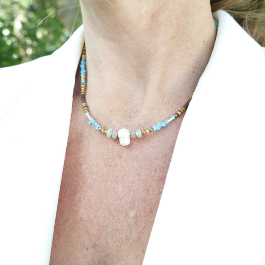 Türkis Kette Mit Labradorit Stein Und Barock Perle