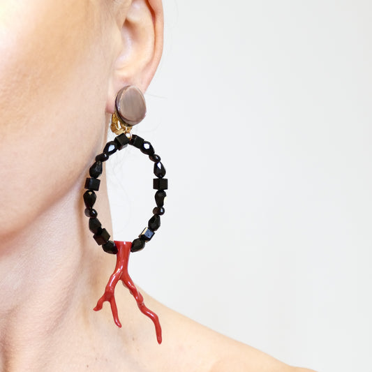 Deva Ohrclips Creole Rot & Schwarz