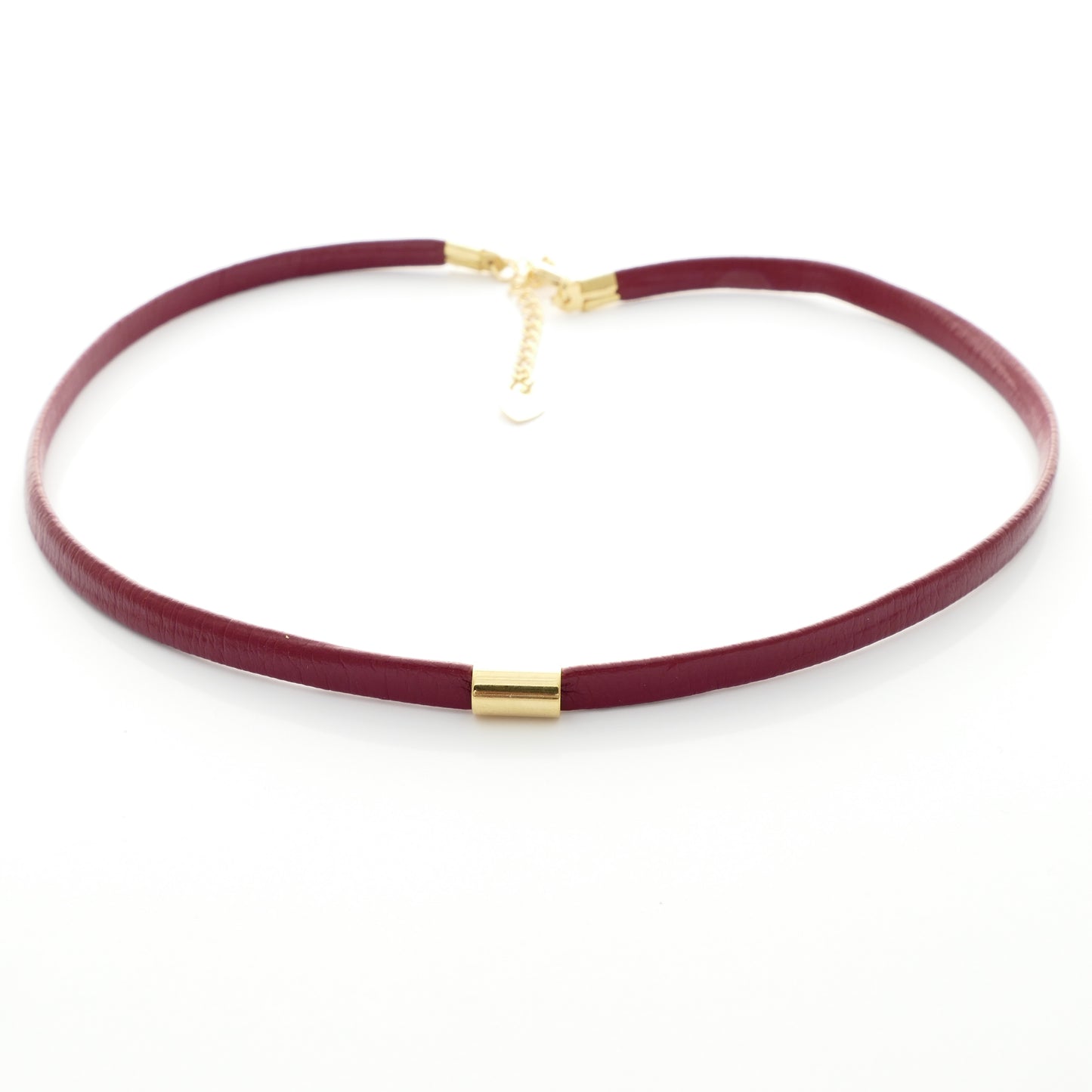 Lili Set Schmuck Kette Rot & Gold & Braun Leder