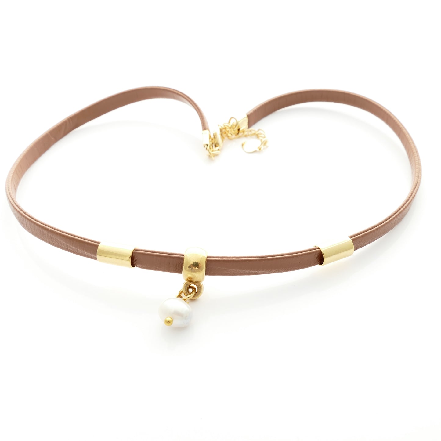 Luci Choker Set aus Leder Mit Perle
