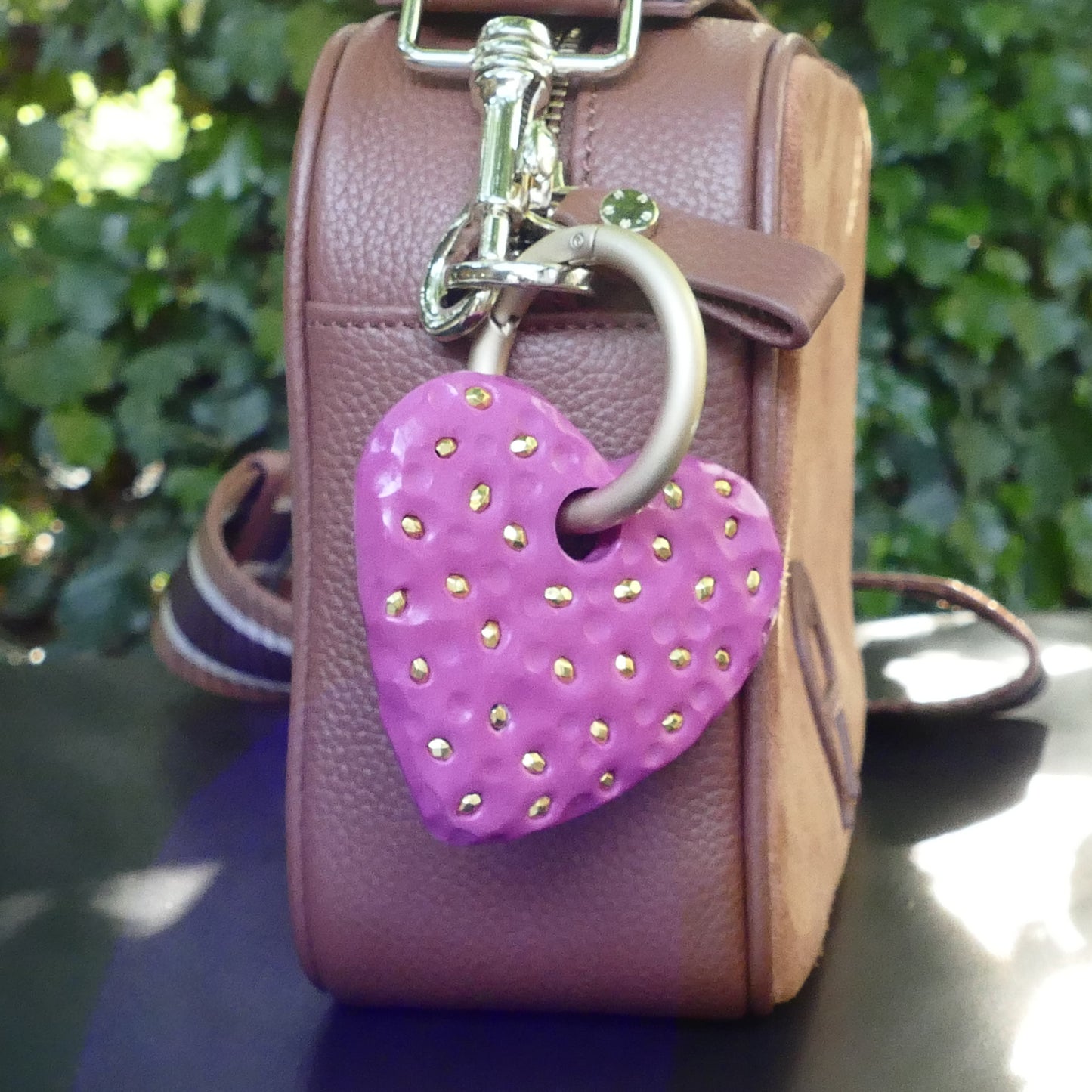 Love Herz Schlüsselanhänger Pink & Gold