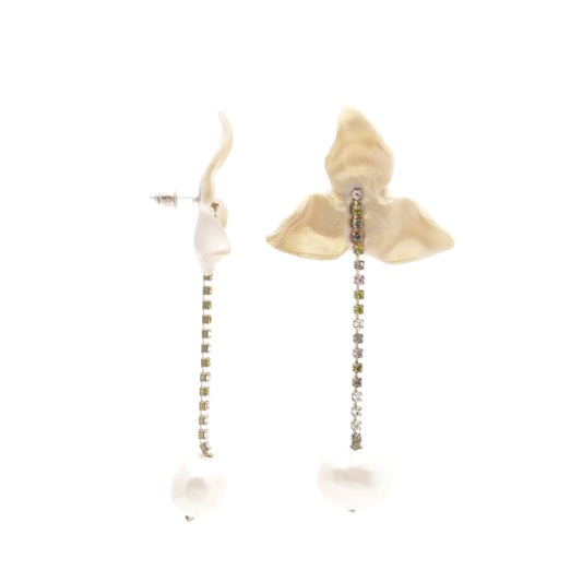 Lilian Lange Ohrringe Goldenen Blume Mit Strasssteine in Mehrfarbige