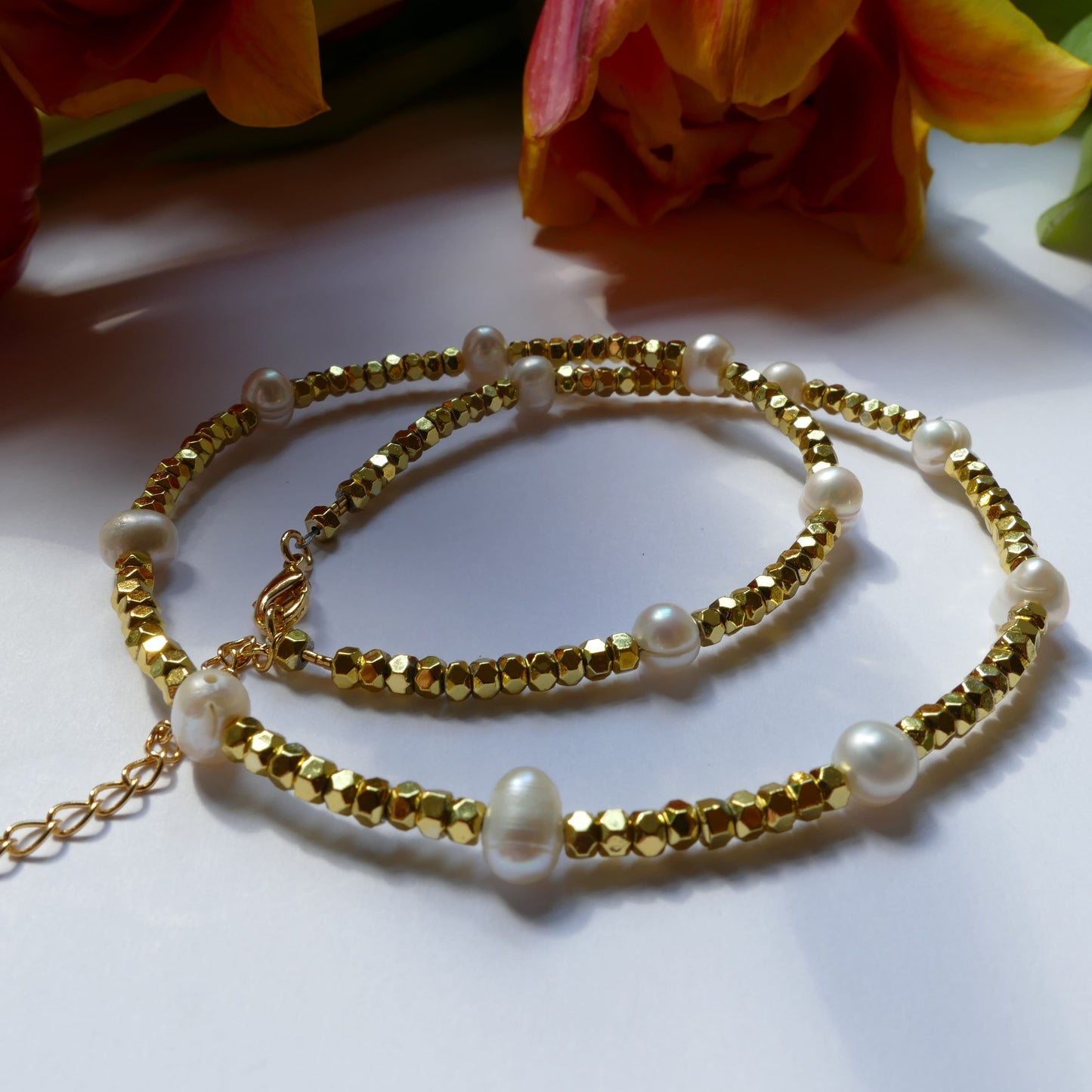 Perloka Kette Gold Mit Süßwasserperlen