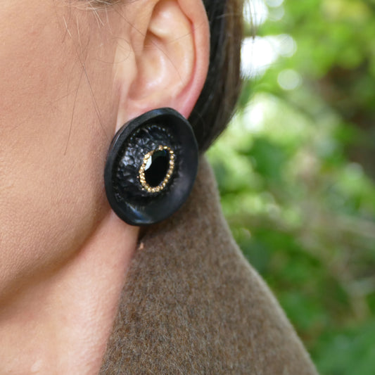 Dandara Ohrclips Aus Schwarz Farbe Mit Zirkonia & Kristall