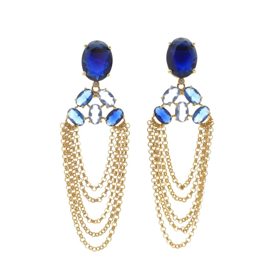Ohrringe Agatha Ohrstecker Vergoldtem Mit Royal Blau Kristall