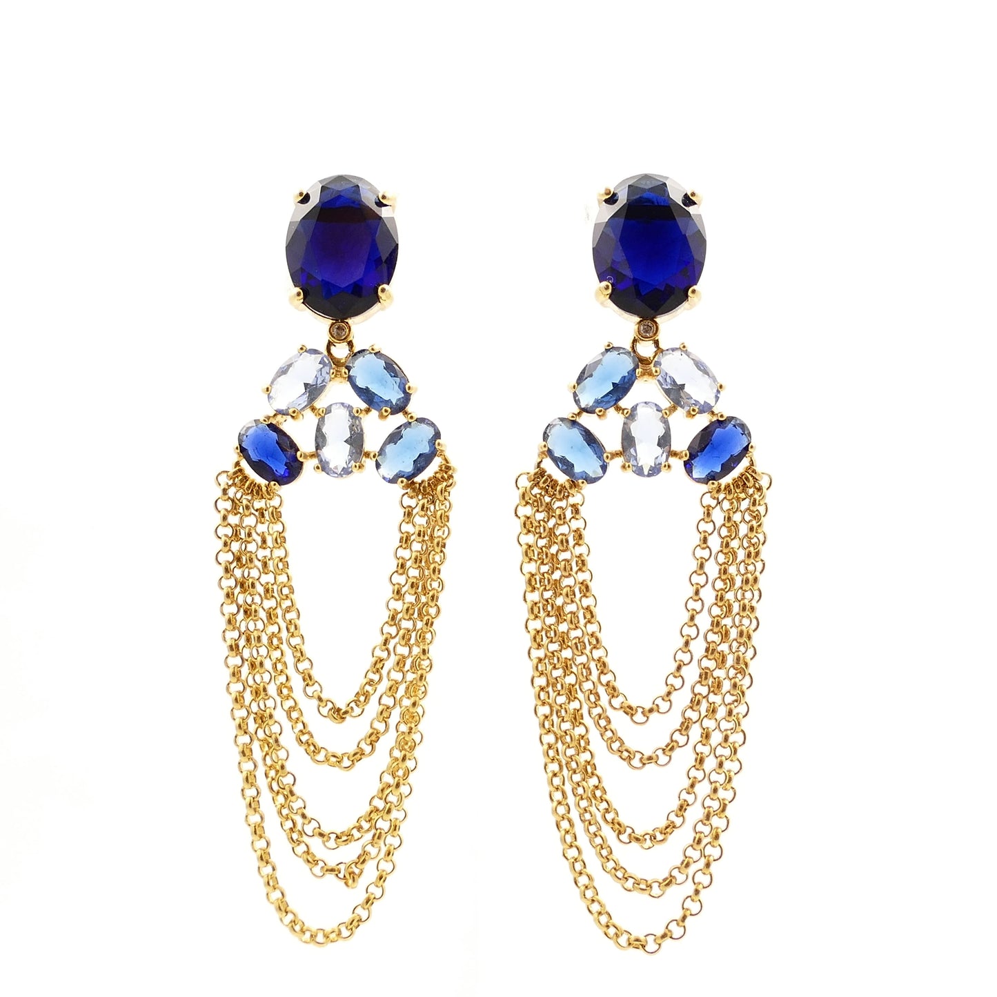 Ohrringe Agatha Ohrstecker Vergoldtem Mit Royal Blau Kristall
