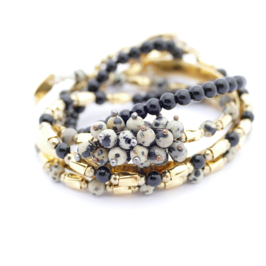 Lana Wickelarmband aus Vergoldetem mit Onyx Stein