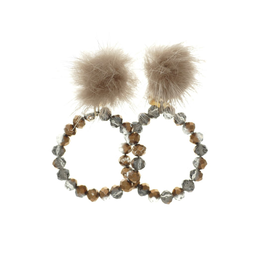 Modeschmuck Ohrclips Creolen Fell Bommel