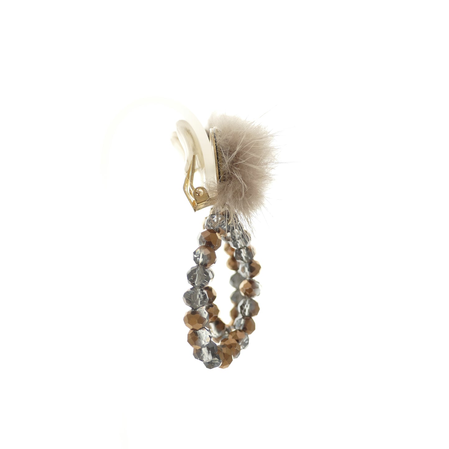 Modeschmuck Ohrclips Creolen Fell Bommel