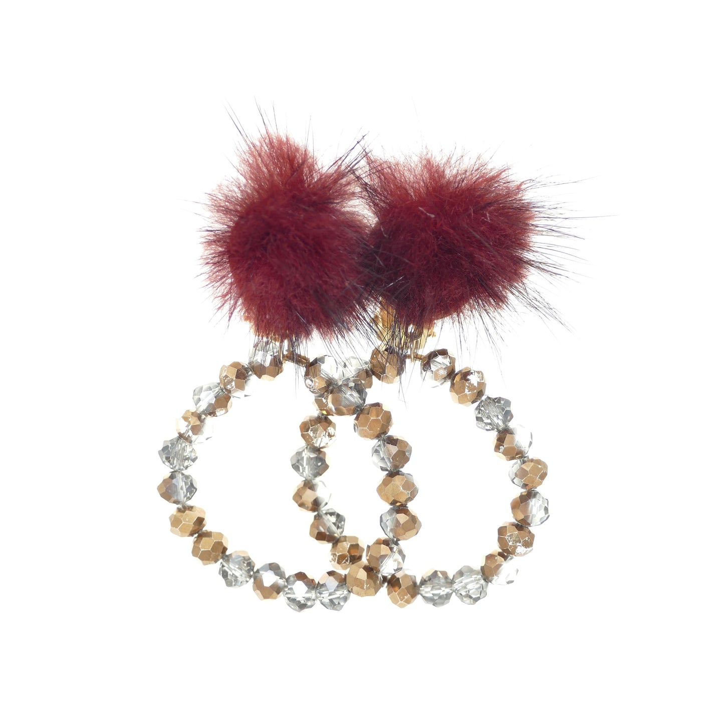 Modeschmuck Ohrclips Creolen Fell Bommel