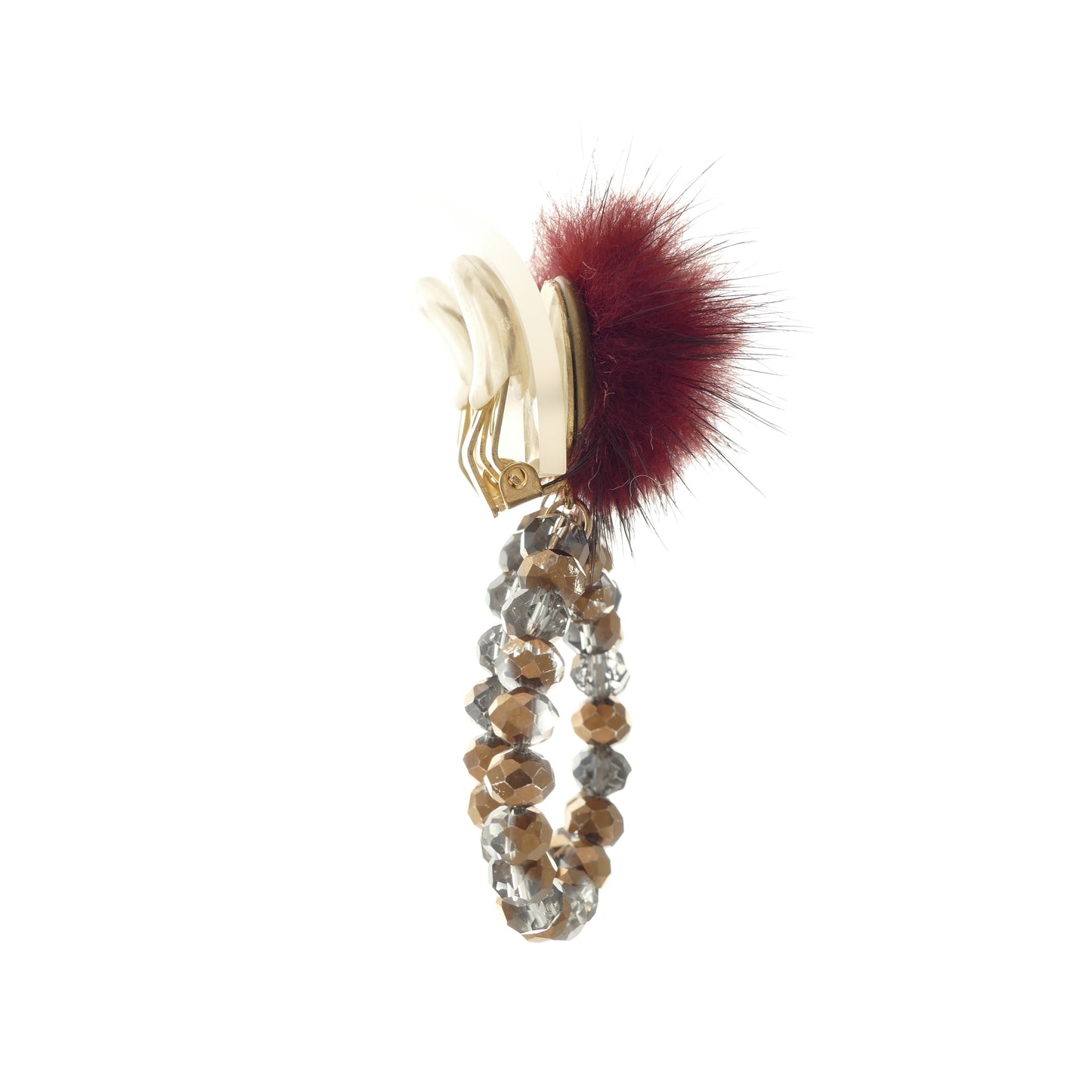 Modeschmuck Ohrclips Creolen Fell Bommel