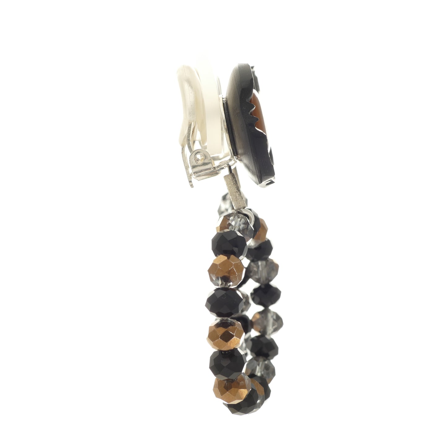 Lidia Ohrringe Ohrclips Schwarz Blume Perle