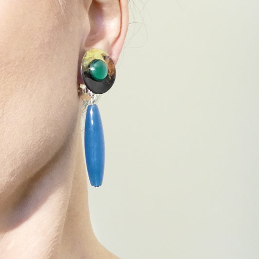 Tanise Ohrringe Ohrclips Mit  Jade Blau Petrol Farbe