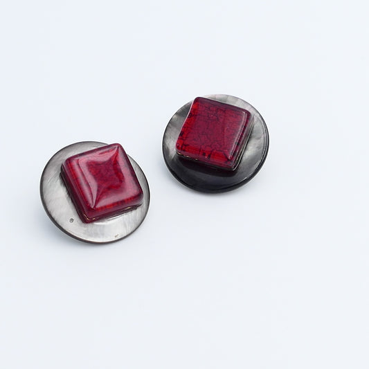 Ohrclips Diamantina Rot Mit Grau Perlmutt