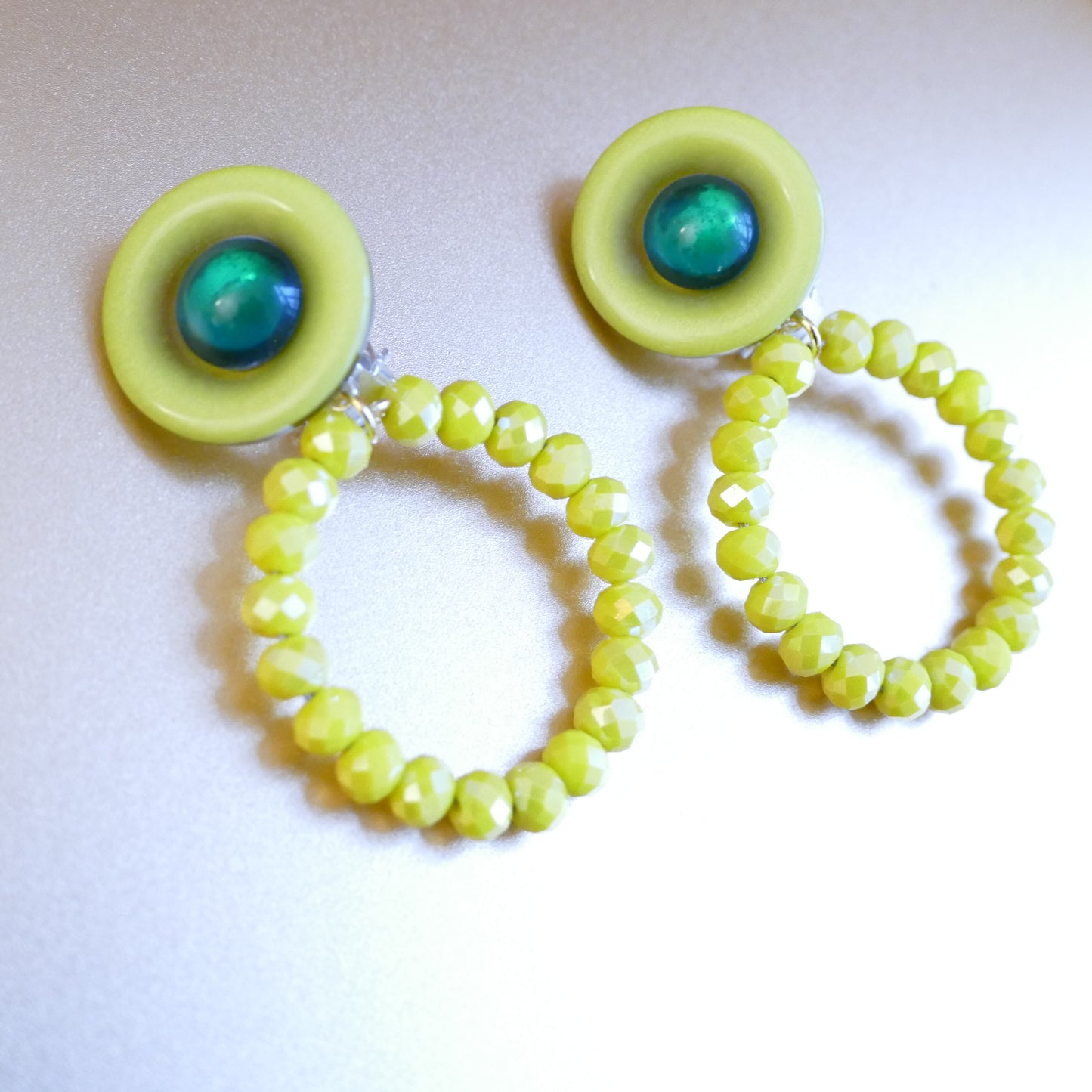 Carla Ohrringe Ohrclips Creole Mit Gelb Perle