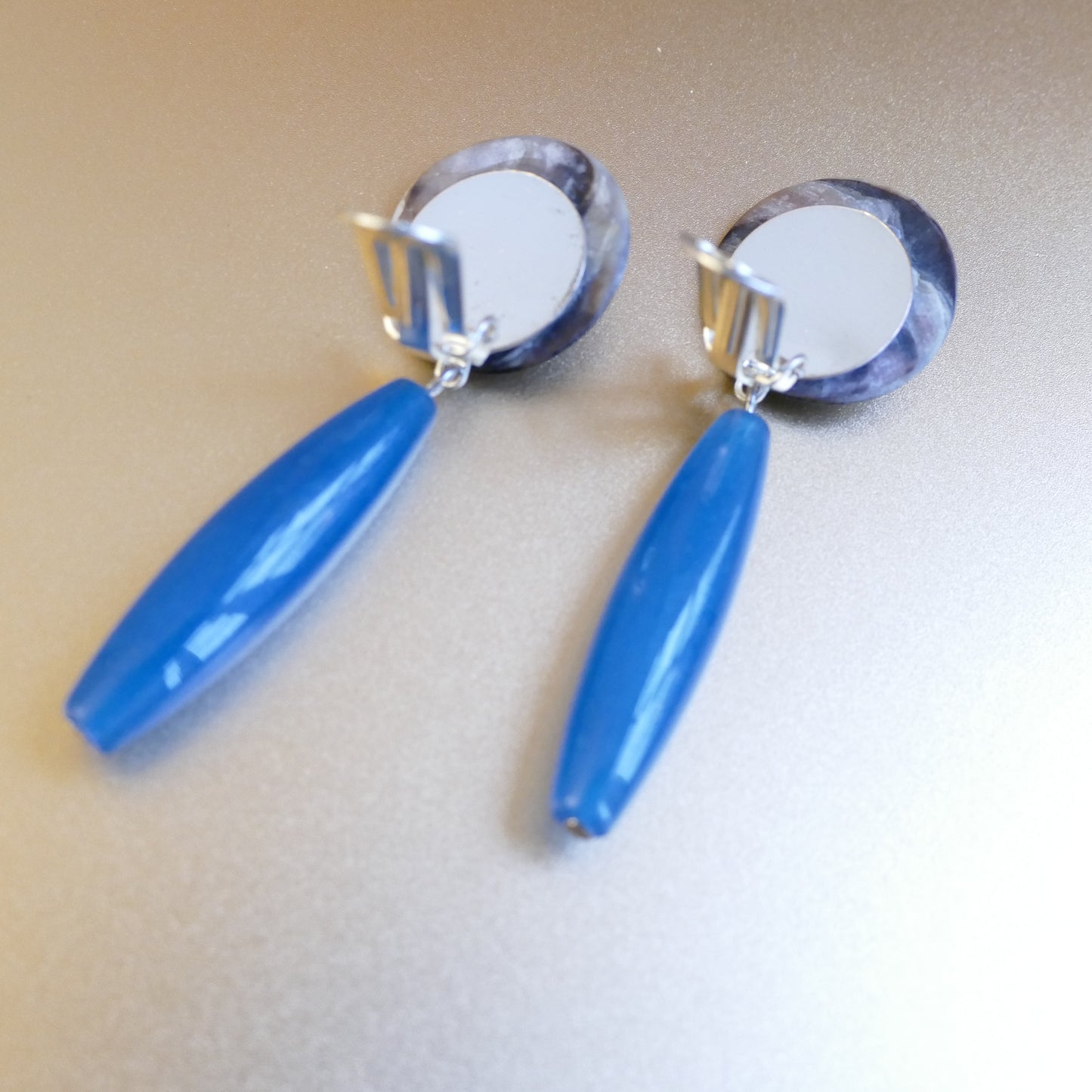 Tanise Ohrringe Ohrclips Mit  Jade Blau Petrol Farbe