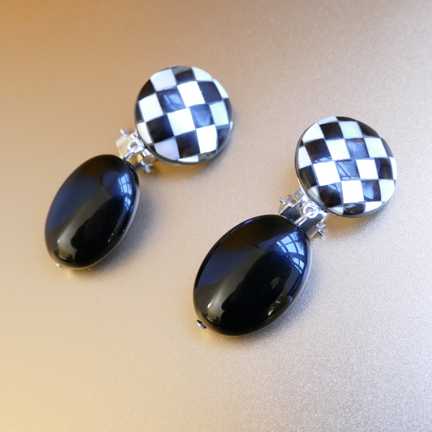 Meluca Ohrringe Ohrclips Mit Schwarz Onyx