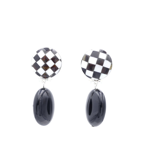 Meluca Ohrringe Ohrclips Mit Schwarz Onyx