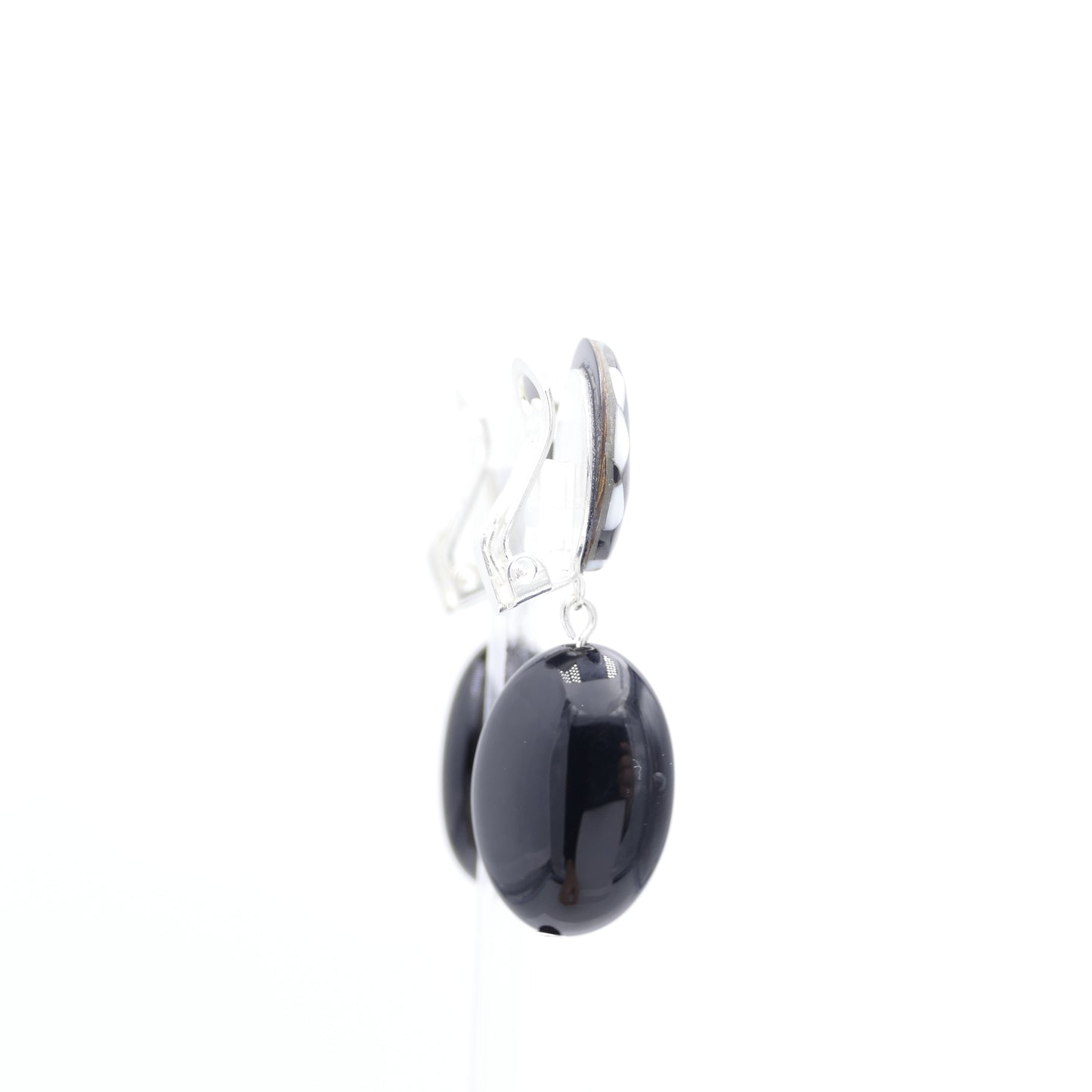 Meluca Ohrringe Ohrclips Mit Schwarz Onyx