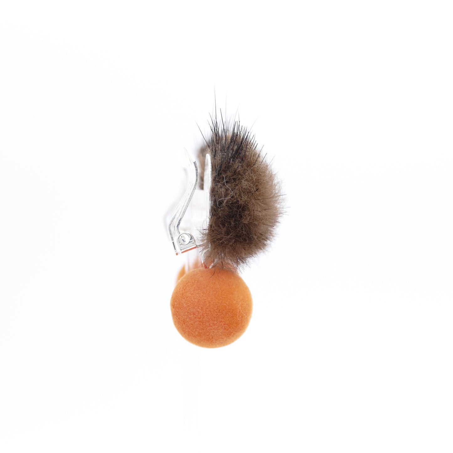 Fell Pelz Ohrclips Pedrita , Leicht Ohrring Mit Orange, Gelbe, Braun Bommel