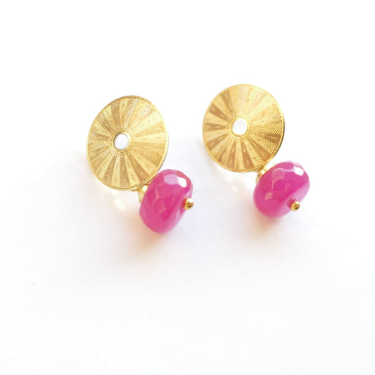 Gold Sol Ohrringe Pink Jade