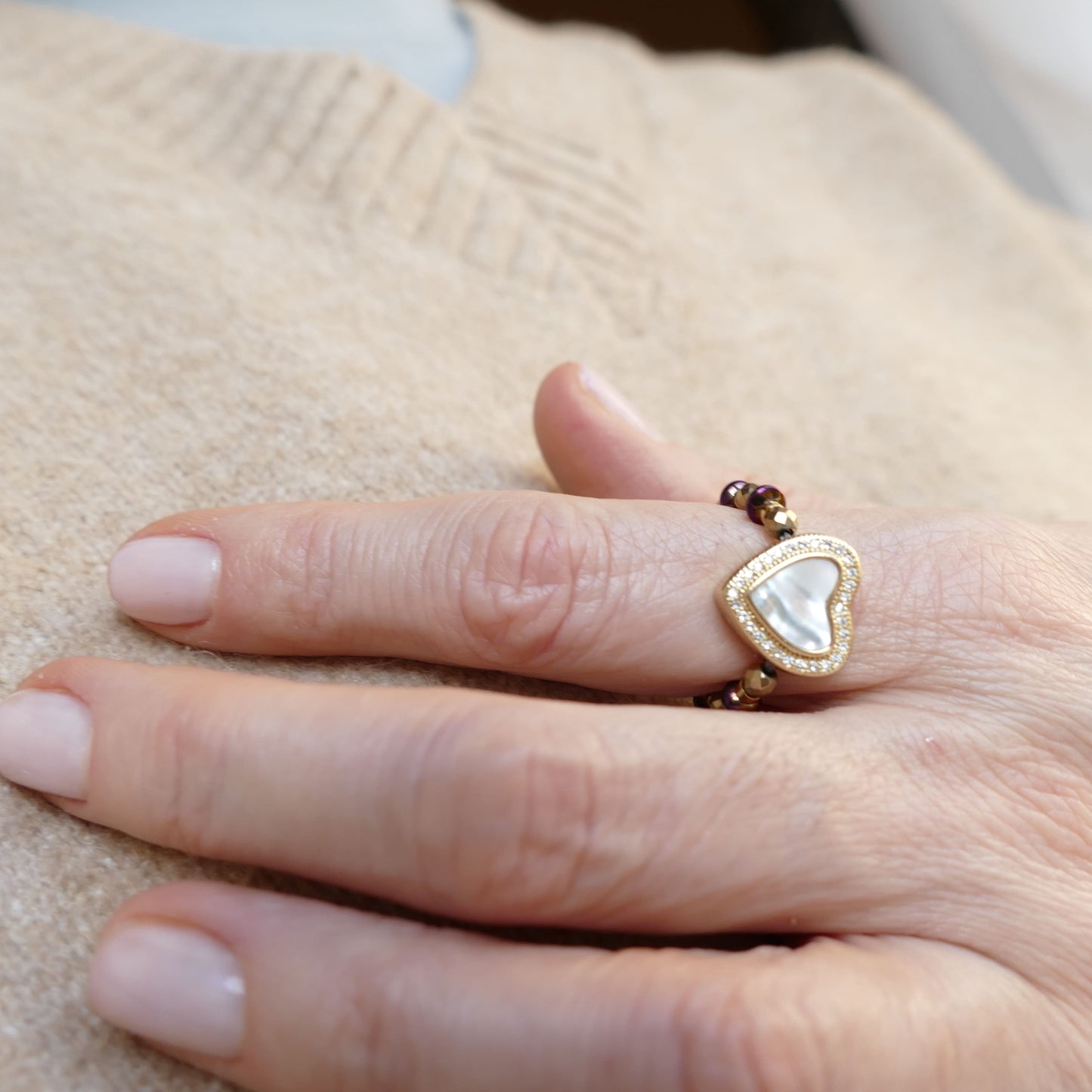 Ring Elara Perlmutt Herz
