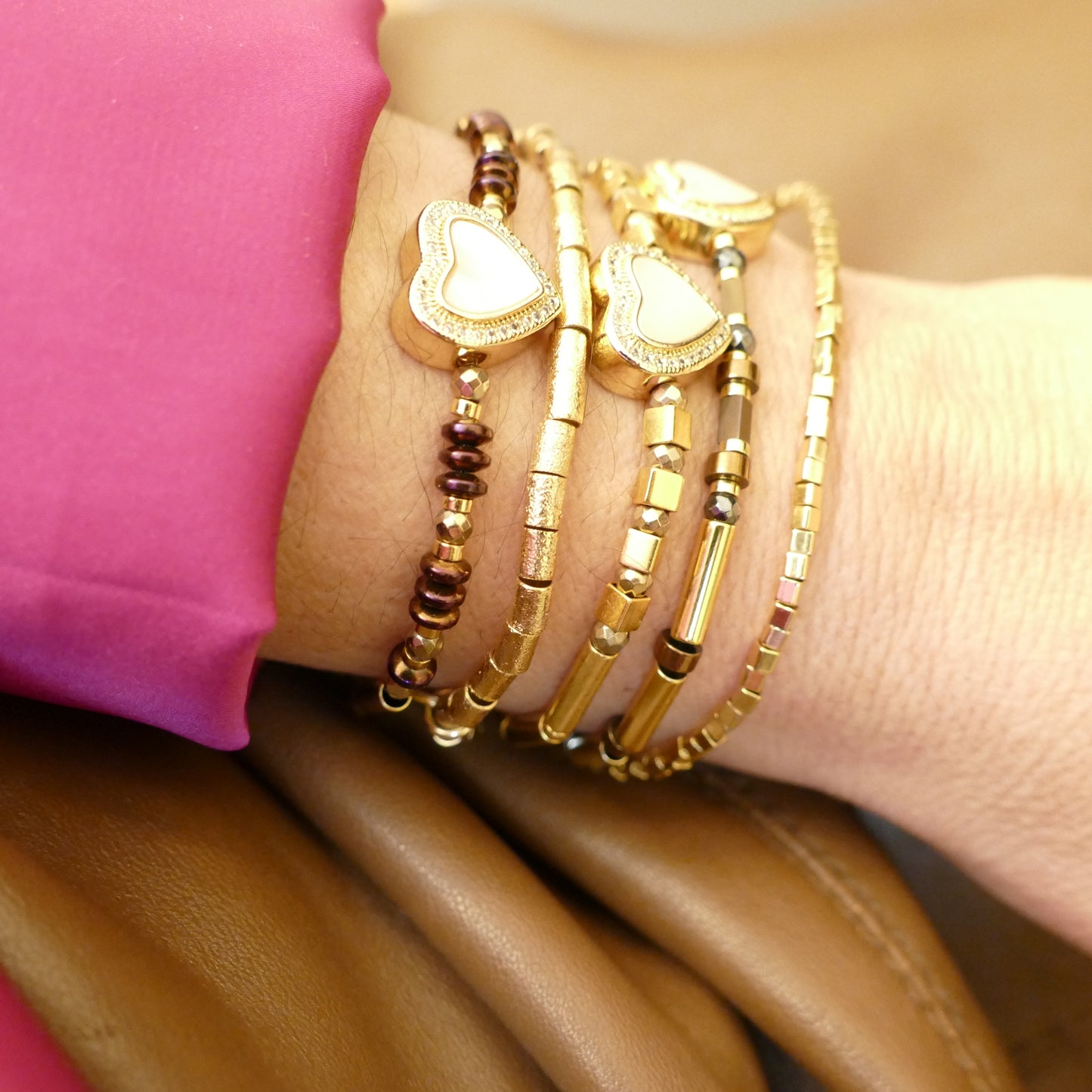 Elara Herz Perlmutt Armbänder